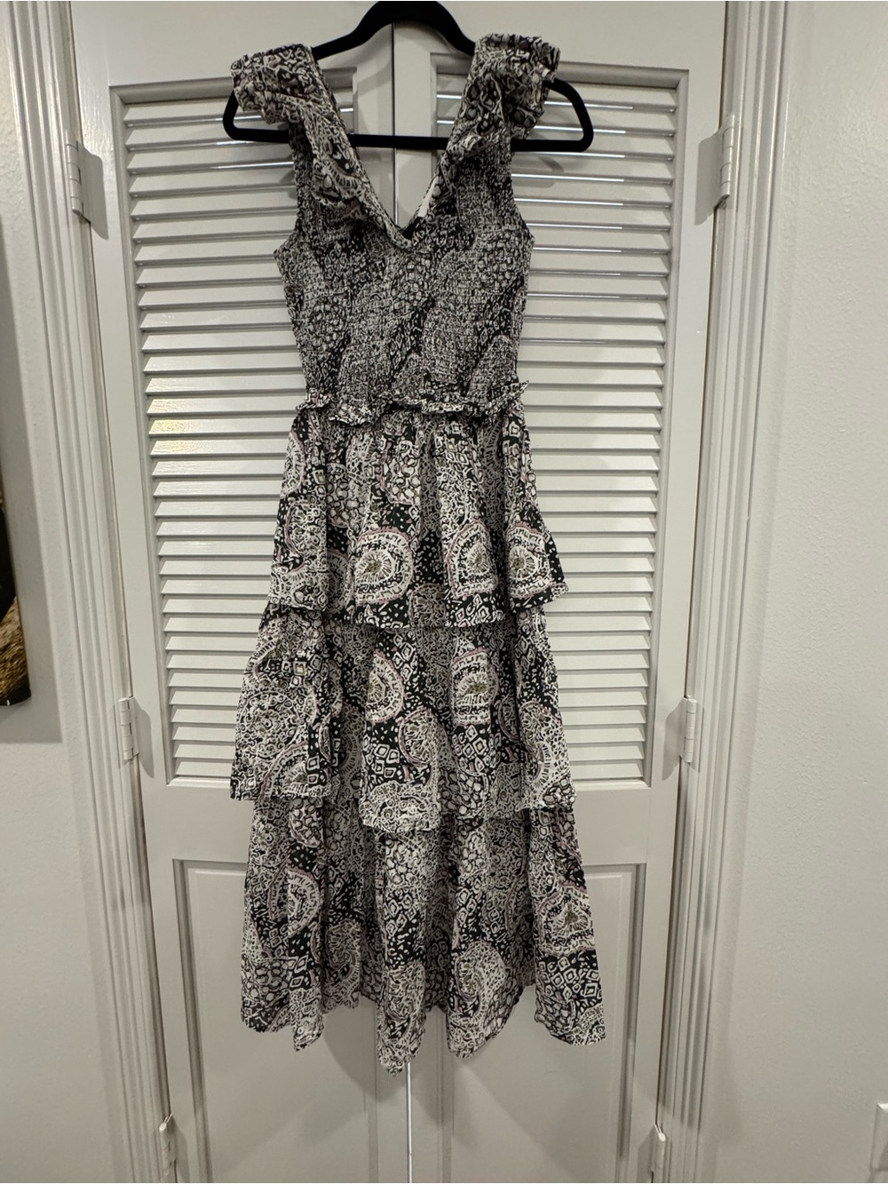 Cleobella Black & White Tiered Paisley Maxi Dress